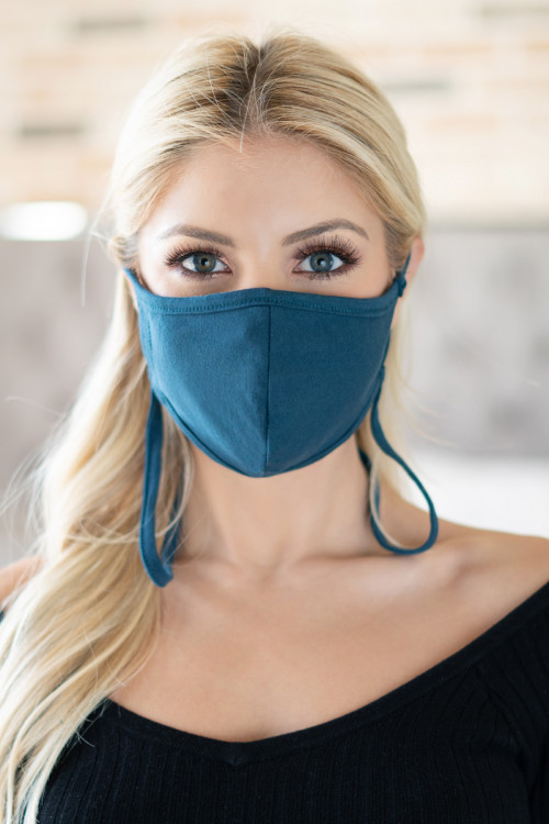 S4-8-3-RFM6007-CT-TL TEAL SOLID FACE MASK WITH NECK STRAP FOR ADULTS/12PCS **Not intended for kids 2 years old and below**