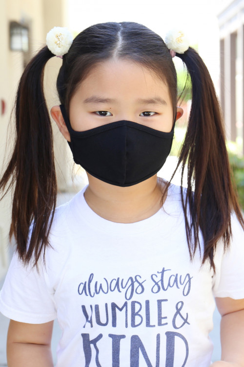 SA4-1-2-RFM7001K-CT-BK BLACK PLAIN REUSABLE FACE MASK FOR KIDS/12PCS    *Size not intended for kids 2 years old and below *