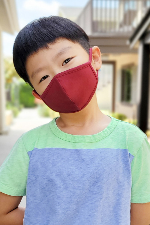 S4-8-2/A3-3-2-RFM7001K-CT-BU BURGUNDY PLAIN REUSABLE FACE MASK FOR KIDS/12PCS **Size not intended for kids 2 years old and below**