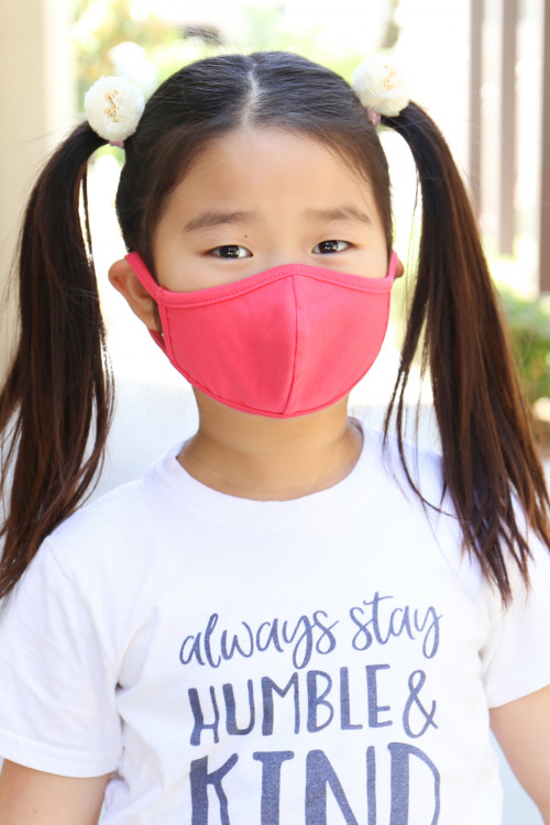 A3-3-2-RFM7001K-CT-DCO DARK CORAL PLAIN REUSABLE FACE MASK FOR KIDS/12PCS **Size not intended for kids 2 years old and below**