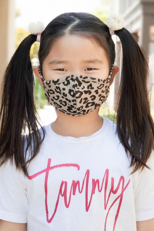 S4-7-2-RFM7001K-RAP051-TP- TAUPE LEOPARD SKIN PRINT REUSABLE FACE MASKS FOR KIDS/12PCS **Size not intended for kids 2 years old and below**