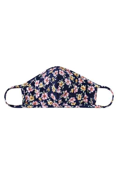 SA3-6-4-RFM7001K-RFL049-NV- RFM7001K-RFL049-NV-FLORAL REUSABLE FACE MASK FOR KIDS- NAVY/12PCS