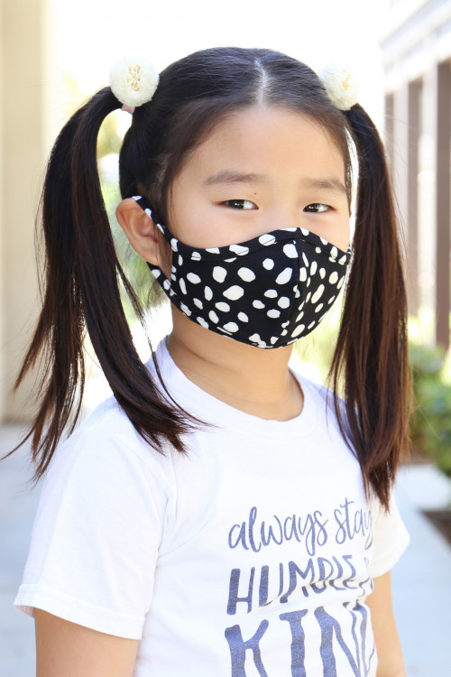 S4-7-1-RFM7001K-RPR019-BLACK- DALMATIAN PRINTED REUSABLE FACE MASK FOR KIDS/12PCS **Size not intended for kids 2 years old and below**