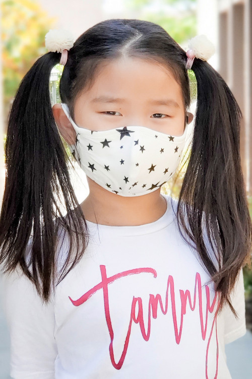 S5-4-1-RFM7001K-RPR028-IV IVORY STAR PRINTED REUSABLE FACE MASKS FOR KIDS/12PCS ** Not intended for kids 2 years old and below**