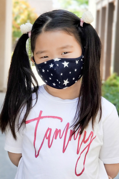 S5-5-2-RFM7001K-RPR028-NV NAVY STAR PRINTED REUSABLE FACE MASKS FOR KIDS/12PCS ** Not intended for kids 2 years old and below**