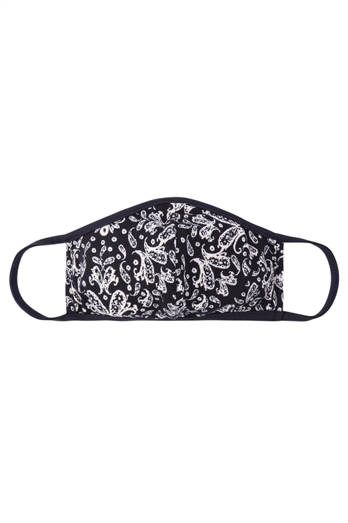 SA3-4-4-RFM7001K-RPR034-NVWT- NVWH NAVY PAISLEY PRINT REUSABLE FACE MASKS FOR KIDS/12PCS