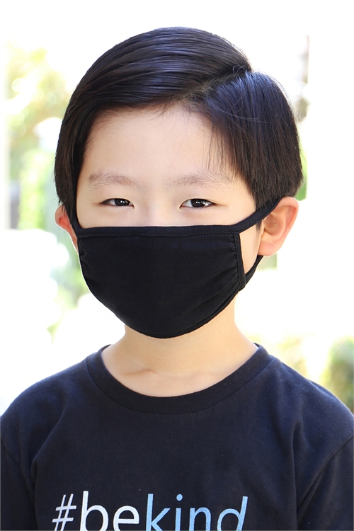 SA4-1-3-RFM7002K-CT-BK BLACK PLAIN REUSABLE FACE MASK FOR KIDS/12PCS    *Size not intended for kids 2 years old and below *