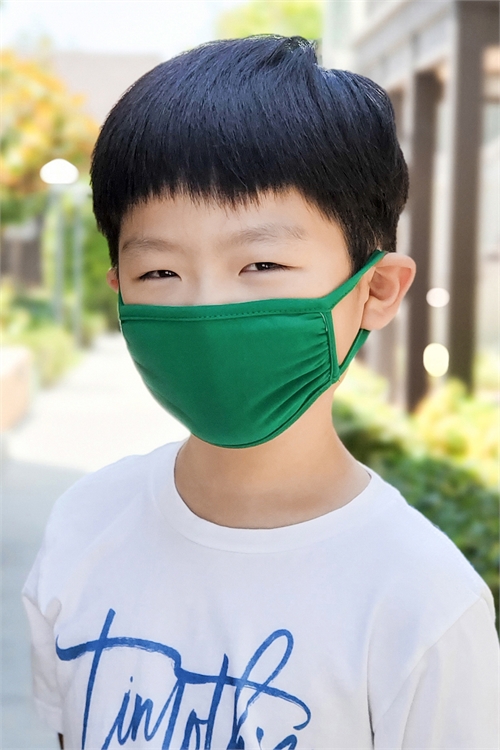 S8-4-2-RFM7002K-CT-KGR- KELLY GREEN PLAIN REUSABLE FACE MASK FOR KIDS/12PCS **Size not intended for kids 2 years old and below**