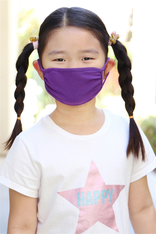 S4-4-2-RFM7002K-CT-PU PURPLE PLAIN REUSABLE FACE MASK FOR KIDS/12PCS    *Size not intended for kids 2 years old and below *