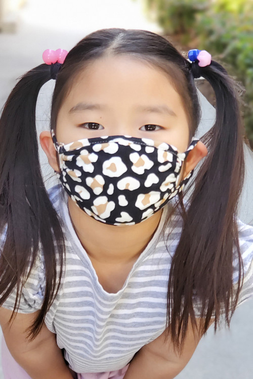 S6-8-3-RFM7002K-RAP021-LEO-BLACK LEOPARD PRINTED REUSABLE FACE MASK FOR KIDS/12PCS **Size not intended for kids 2 years old and below**