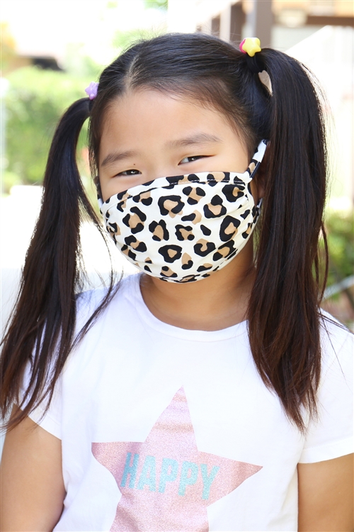 S8-4-2-RFM7002K-RAP021-LEO-IVKH- LEOPARD PRINTED REUSABLE FACE MASK FOR KIDS/12PCS **Size not intended for kids 2 years old and below**