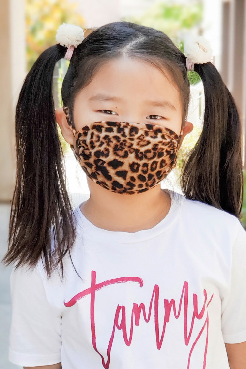 A3-3-3-RFM7002K-RAP061-BR BROWN LEOPARD SKIN PRINT REUSABLE FACE MASK FOR KIDS/12PCS    **Not intended for kids 2 years old and below**