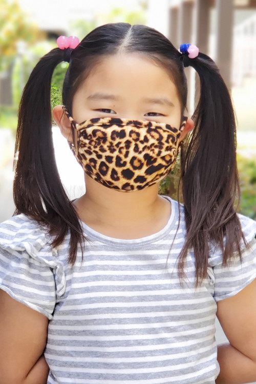 S4-7-1-RFM7002K-RAP061-ST STONE LEOPARD SKIN PRINT REUSABLE FACE MASKS FOR KIDS/12PCS    **Not intended for kids 2 years old and below**