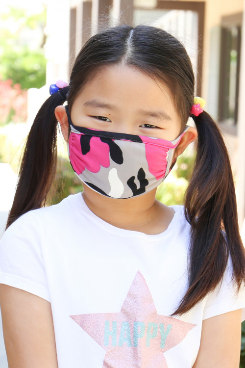 S6-8-3-RFM7002K-RCM010-FU FUCHSIA CAMOUFLAGE REUSABLE FACE MASKS FOR KIDS/12PCS **Size not intended for kids 2 years old and below**