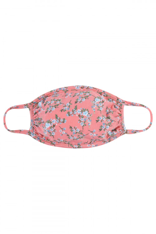 S6-8-3-RFM7002K-RFL045-PEACH FLORAL REUSABLE FACE MASK FOR KIDS/12PCS **Size not intended for kids 2 years old and below**