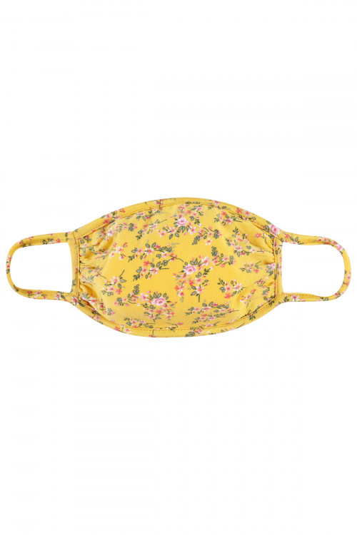 S6-8-3-RFM7002K-RFL045-YELLOW FLORAL REUSABLE FACE MASK FOR KIDS/12PCS **Size not intended for kids 2 years old and below**