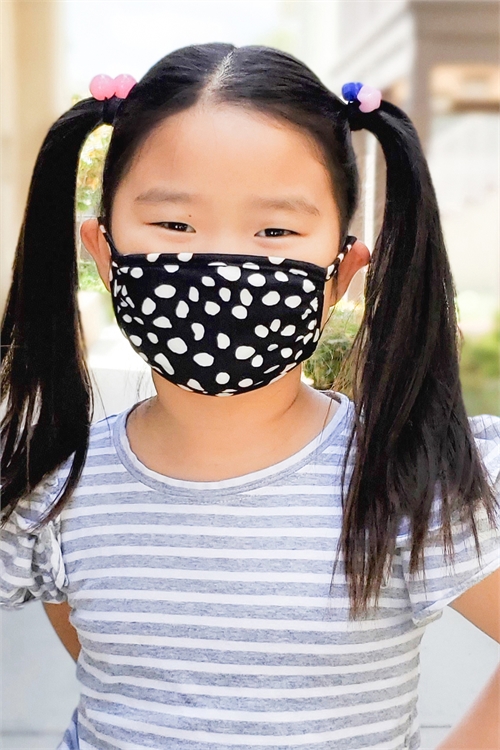 S8-4-2-RFM7002K-RPR019-BLACK- DALMATIAN PRINTED REUSABLE FACE MASK FOR KIDS/12PCS **Size not intended for kids 2 years old and below**