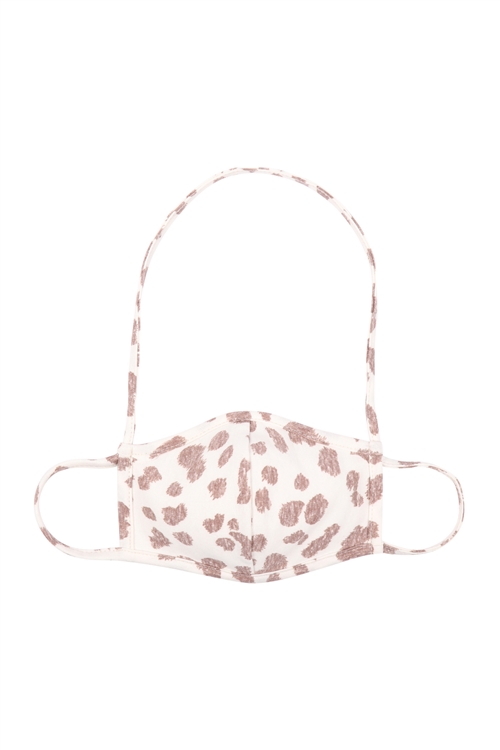 S4-7-2-RFM7007K-RAP164-LTTP-PPM7002-LITE TAUPE COMBO CHEETAH PRINT FACE MASKS W/ NECK STRAP FOR KIDS/12PCS **Not intended for kids 2 years old and below**