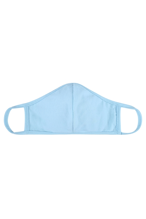 S8-7-4-RFM8001-CT-BBL-BABY BLUE PLAIN REUSABLE FACE MASK FOR ADULTS WITH FILTER POCKET/12PCS