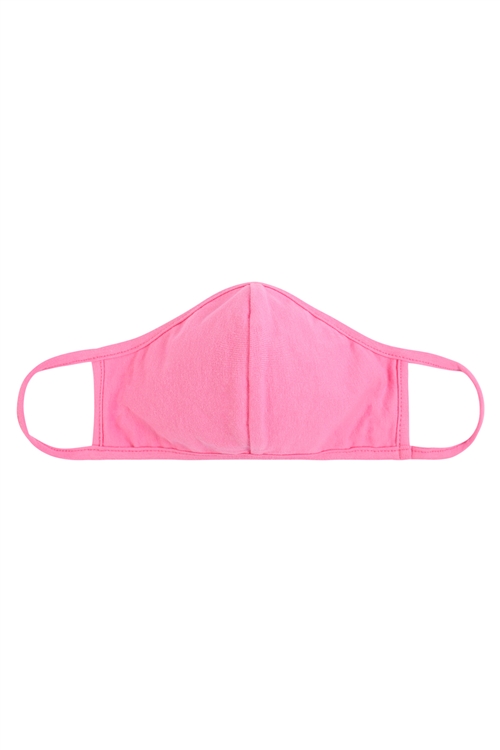 S8-7-1-RFM8001-CT-HPK-HOT PINK PLAIN REUSABLE FACE MASK FOR ADULTS WITH FILTER POCKET/12PCS