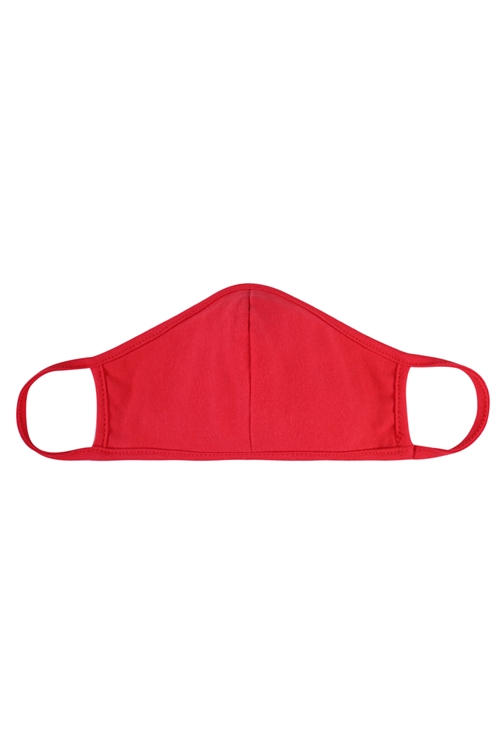 S8-7-4-RFM8001-CT-RD-RED PLAIN REUSABLE FACE MASK FOR ADULTS WITH FILTER POCKET/12PCS