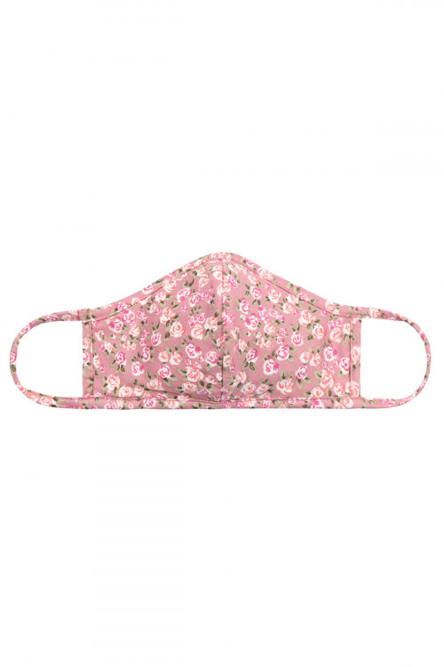 SA3-6-4-RFM8001-RFL050-RO- FLORAL REUSABLE FACE MASK FOR ADULTS WITH FILTER POCKET - ROSE/12PCS