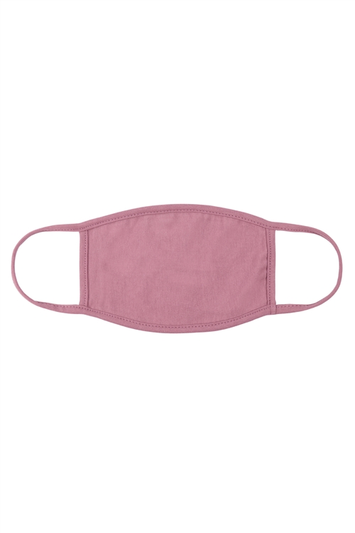 S4-7-3-RFM8002-CT-DRO-PLAIN REUSABLE FACE MASK FOR ADULTS WITH FILTER POCKET-DARK ROSE/12PCS