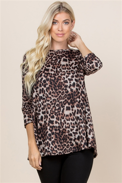 S10-13-2-RFT2002QS-RAP002-BWN-1 - LEOPARD SWING TOP- BROWN 0-0-3-3