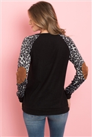 S16-6-4-RFT2006-RAP002C-BKGY - LEOPARD SLEEVE ELBOW PATCH SWEATERS- BLACK/GREY 1-2-2-2