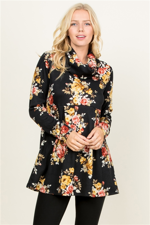 S13-12-3-RFT2013LS-RFL016-BKRST-2 - SWEATER BABYDOLL TUNIC TOP- BLACK/RUST 0-4-0-0