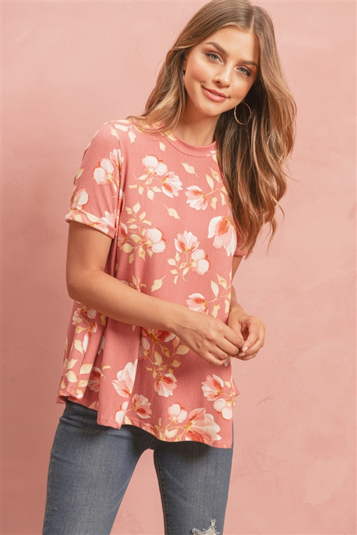 S9-9-2-RFT2015-RFL029-MRSL - LIGHTWEIGHT FLORAL SWING TOP- MARSALA 1-2-2-2