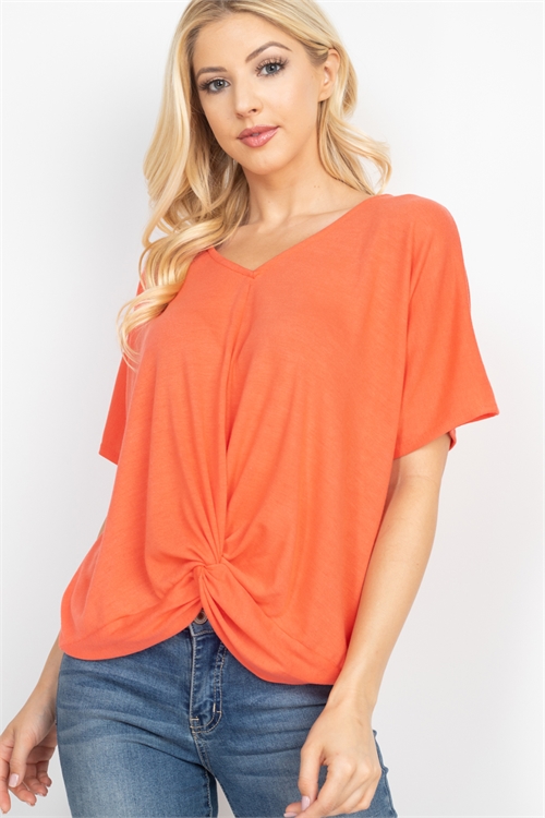 S13-12-5-RFT2044-RSD005-CRL-2 - V-NECK TWIST FRONT TOP- CORAL 3