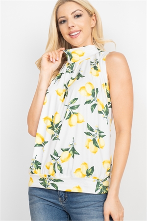 S13-3-4-RFT2083-RPR022-IV-1 - MOCK NECK SLEVELESS PLEATED TOP- IVORY 0-0-0-6