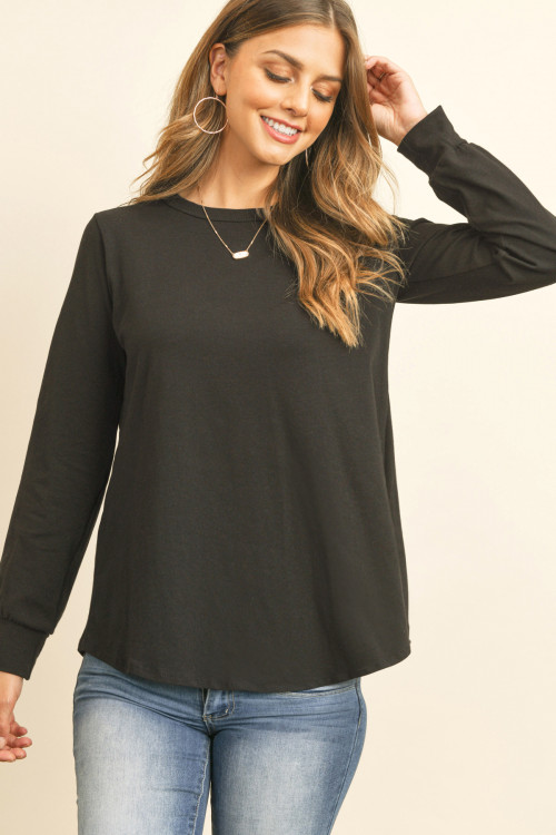 S9-16-2-RFT2410-CT-BK BLACK LONG SLEEVE ROUND NECK SOLID TOP 1-2-2-2