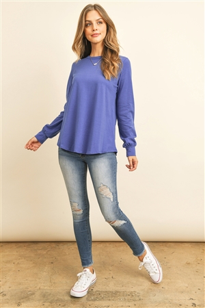 S10-19-2-RFT2410-CT-CB - LONG SLEEVE ROUND NECK SOLID TOP- COBALT 1-2-2-2