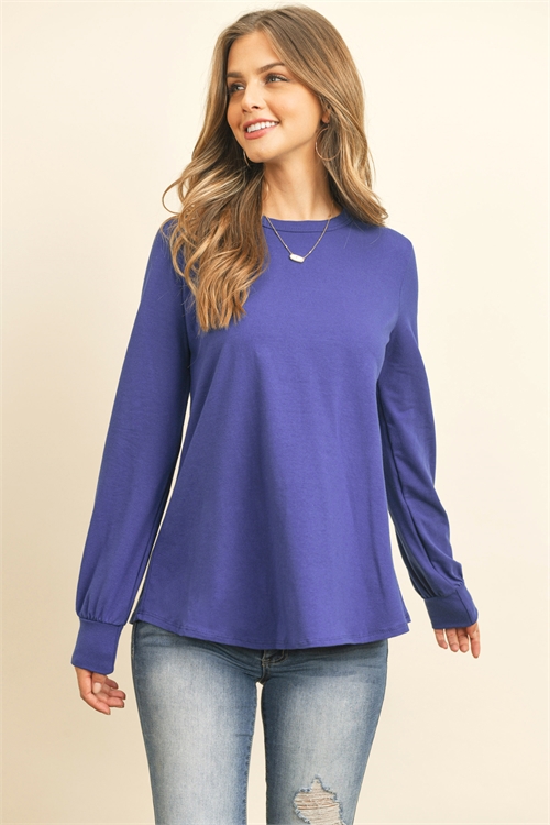 S10-19-1-RFT2410-CT-RYL - LONG SLEEVE ROUND NECK SOLID TOP-  ROYAL 1-2-2-2