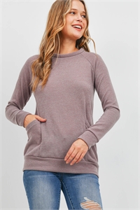 S9-1-3-RFT2534-MIER-CC - KNIT FRONT POCKET LONG SLEEVED TOP- COCO 1-2-2-2