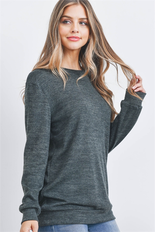 S15-6-1-RFT2617-2THC-HTGN - TWO TONED ROUND NECK SWEATSHIRT- HUNTER GREEN 1-2-2-2 (NOW $7.75 ONLY!)