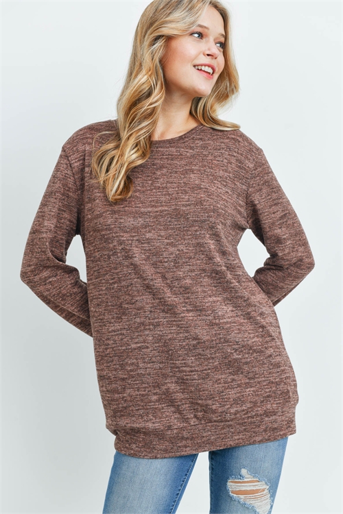 S13-1-3-RFT2617-2THC-MC - TWO TONED ROUND NECK SWEATSHIRT- MOCHA 1-2-2-2 (NOW $7.75 ONLY!)