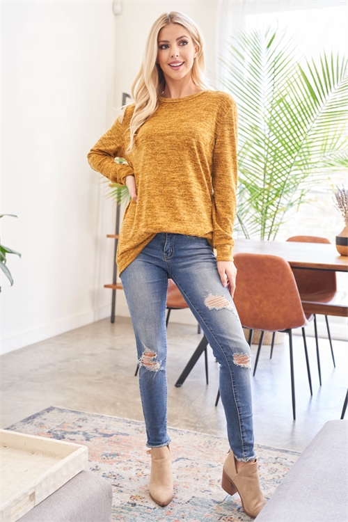 S16-4-1-RFT2617-2THC-MU - TWO TONED ROUND NECK SWEATSHIRT- MUSTARD 1-2-2-2 (NOW $5.75 ONLY!)