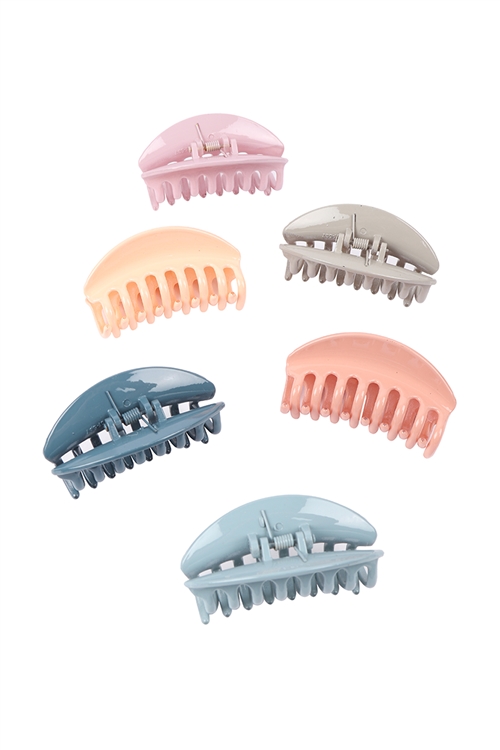 S18-5-3-RH-74882B - SET ASSORTED OVAL HAIR JAW CLIP - MULTICOLOR/12PCS