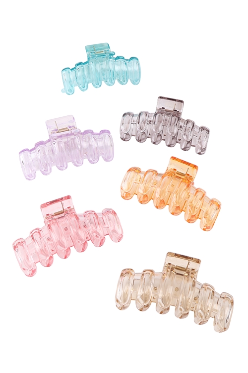 S17-5-2-RH-74905A - SET ASSORTED HAIR JAW CLIP TRANSPARENT- MULTICOLOR/12PCS