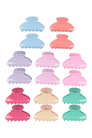 S20-6-3-RH-80182D - CHUNKS HAIR CLAW CLIP HAIR ACCESSORIES-PASTEL MULTICOLOR/12PCS