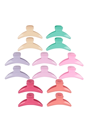 S22-11-1-RH-80183D - FASHIONABLE HAIR CLAW CLIP HAIR ACCESSORIES-PASTEL MULTICOLOR/12PCS