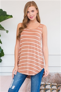 S11-4-3-RT-2090-ESIV-1 - STRIPED  FABRIC SLEEVELESS TOP- EGGSHELL-IVORY 0-2-2-1