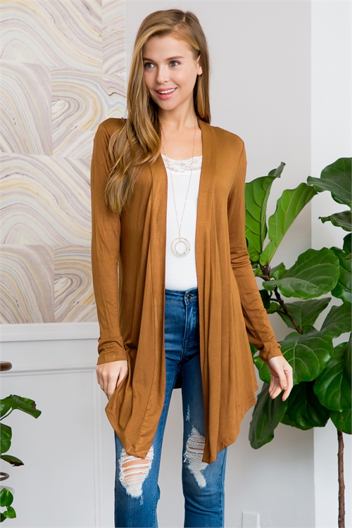 S11-7-4-RT-8560-CF-1 - DRAPEY OPEN FRONT CARDIGAN- COFFEE 1-5-0-0