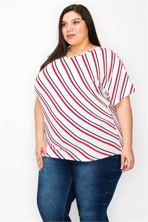 S43-1-1-SA-AD3422X-IVRD - ROUND NECK DOLMAN SHORT SLEEVE TOP- IVORY/RED 2-2-2