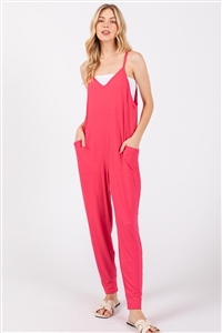 S43-1-1-SA-AD4557-CRL - V-NECK SLEEVELESS JUMPSUIT- CORAL 2-2-2