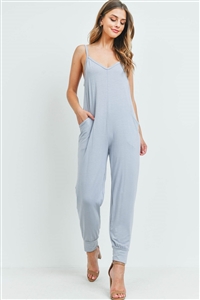 S43-1-1-SA-AD4557-SLV - V-NECK SLEEVELESS JUMPSUIT- SILVER 2-2-2