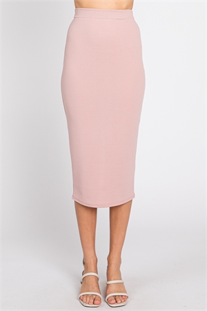S43-1-1-SA-AD4930-DSTRS - SOLID MIDI PENCIL SKIRT WITH SLIT BACK- DUSTY ROSE 1-2-2-1